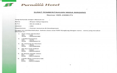 Mou Magang dengan Hotel Purnama Malang